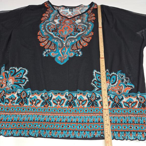 INC International Concepts Woman 1X Top Flowy Stretch Art to Wear Boho Hippie - Picture 6 of 10
